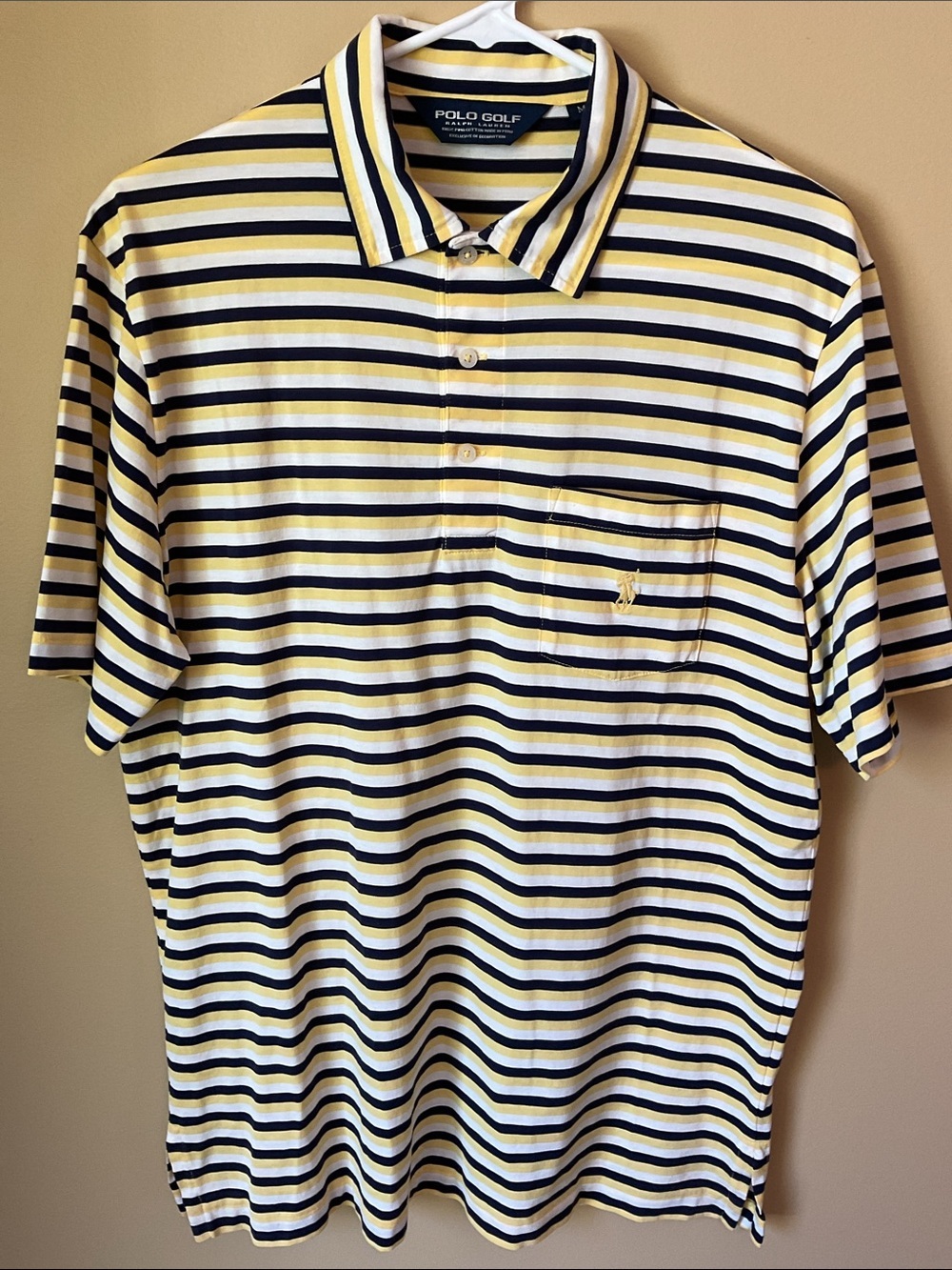 Polo Golf Ralph Lauren Blue and Yellow Striped Shirt Size M